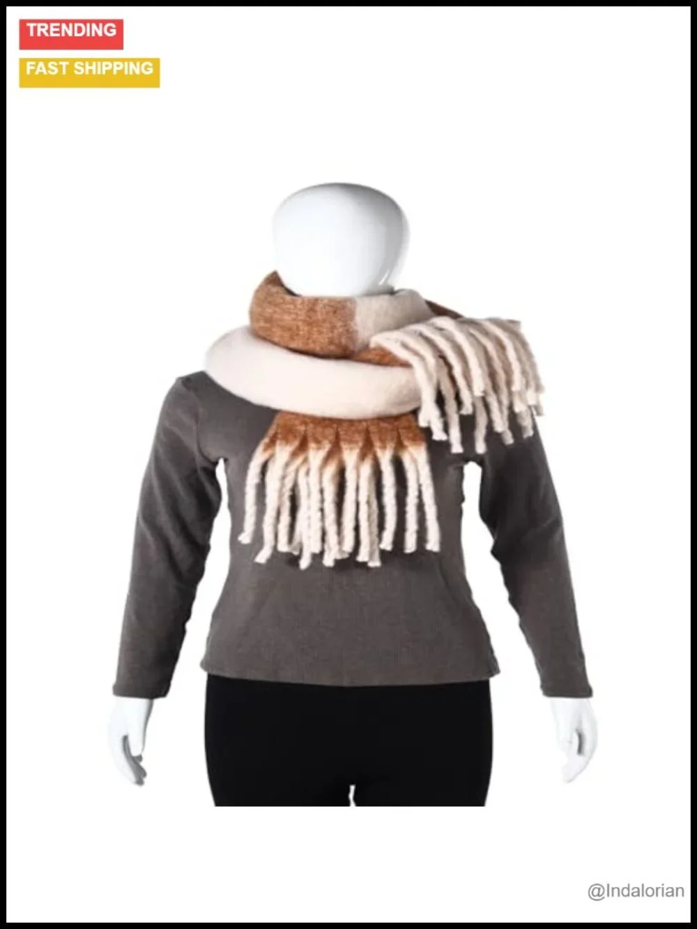 Oversized Chunky Blanket Scarf Wrap with Tassels